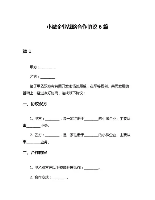 小微企业战略合作协议6篇