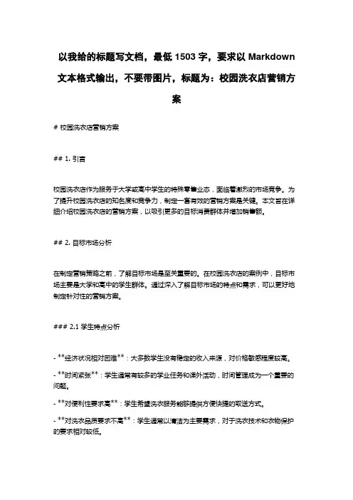 校园洗衣店营销方案