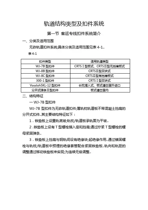 轨道结构类型及扣件系统