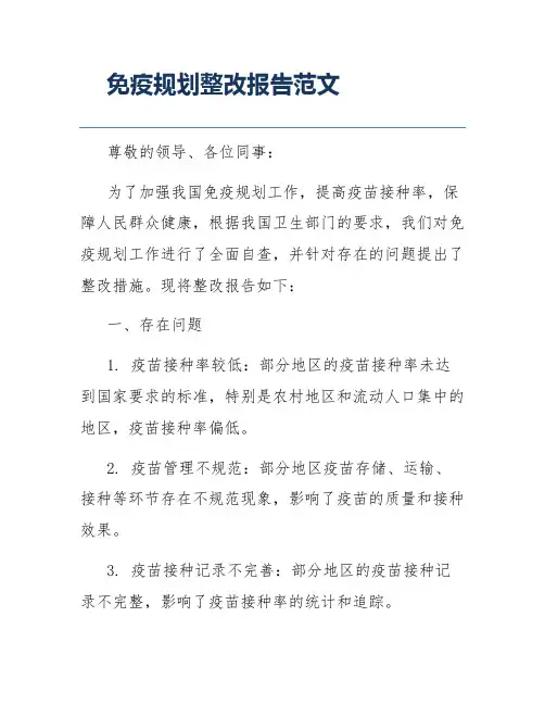 免疫规划整改报告范文