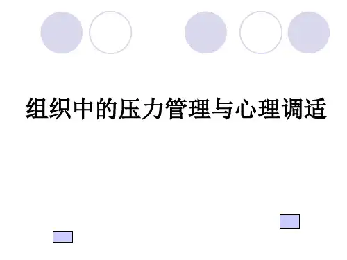 第四讲 组织中的工作压力管理