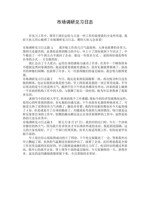 市场调研见习日志