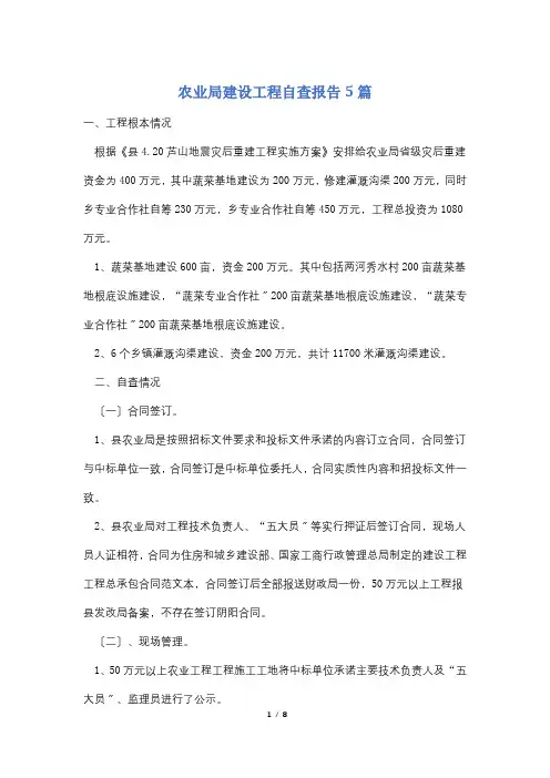 农业局建设项目自查报告5篇