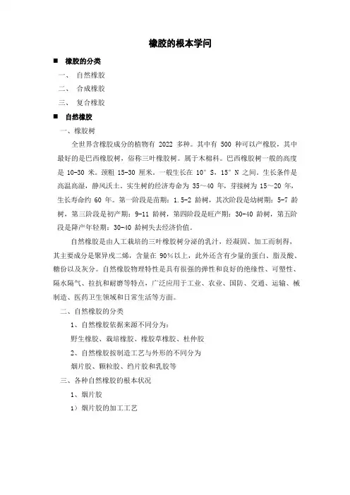 橡胶的基本知识