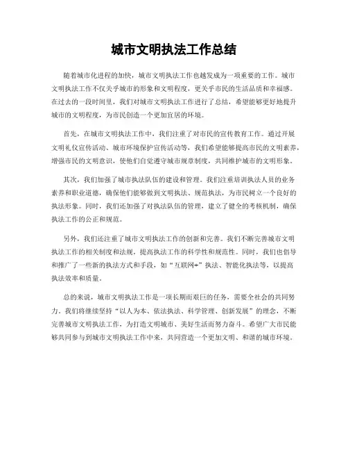 城市文明执法工作总结