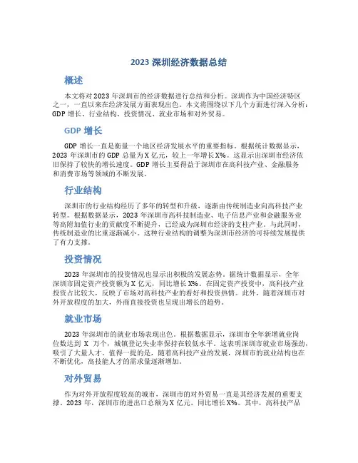 2023深圳经济数据总结
