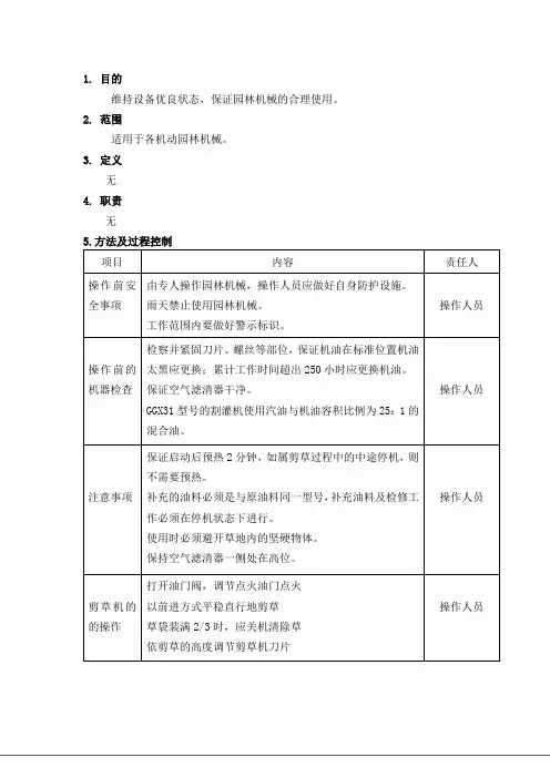 园林机械操作养护作业指导书