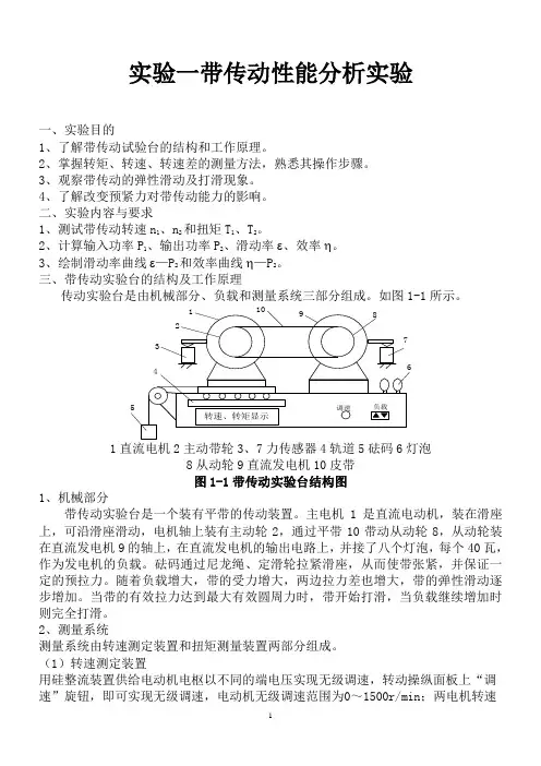 机械设计实验报告带传动