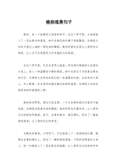 晚秋唯美句子
