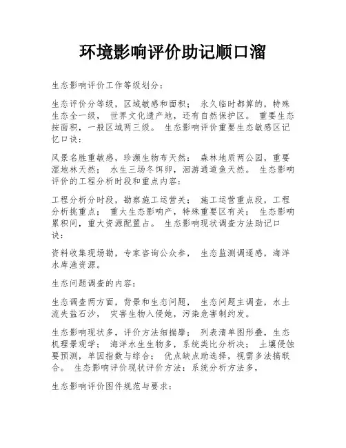 环境影响评价助记顺口溜