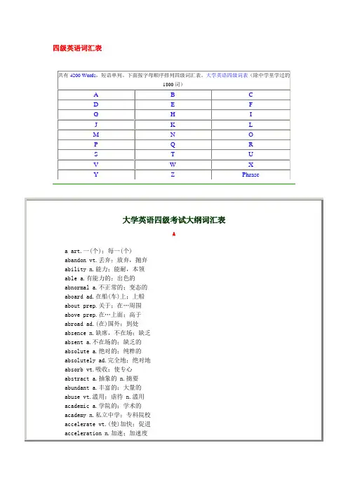英语四级词汇