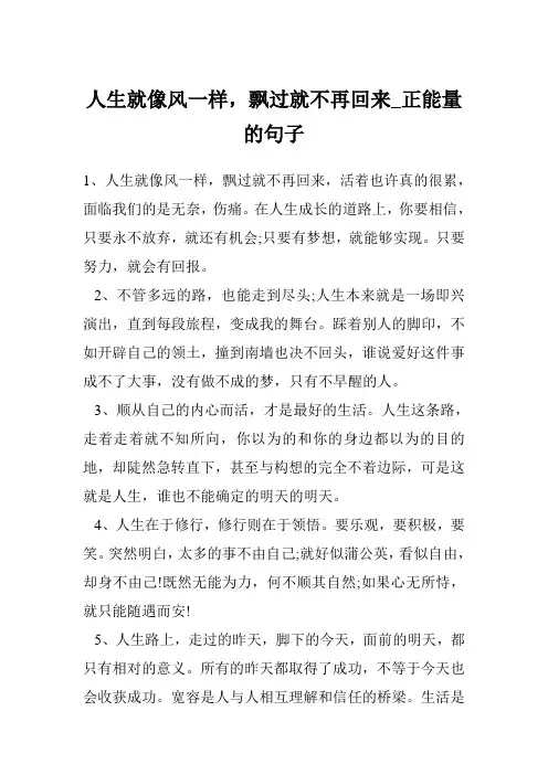人生就像风一样,飘过就不再回来_正能量的句子