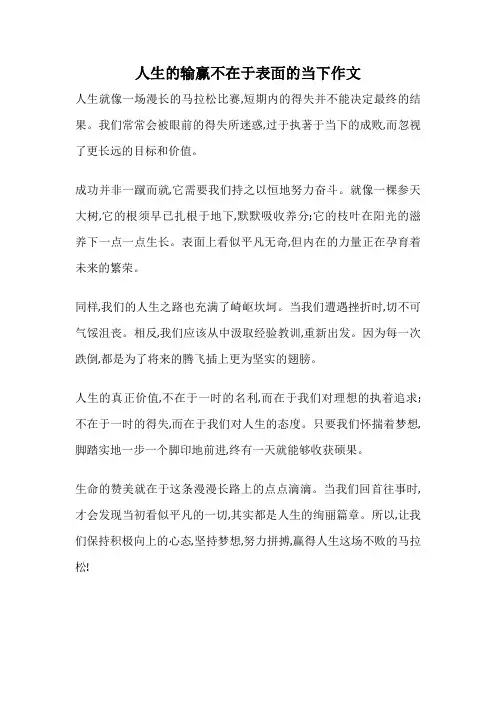 人生的输赢不在于表面的当下作文