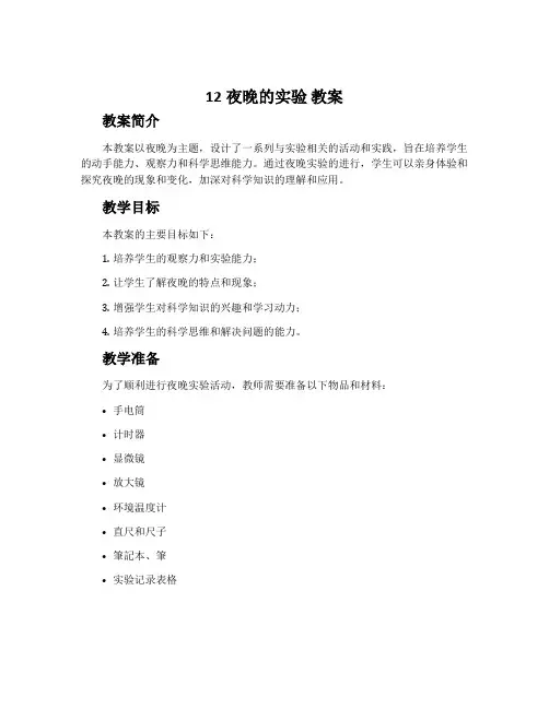 12夜晚的实验 教案