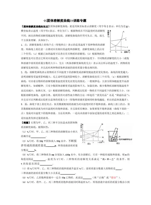 溶解度曲线训练专题