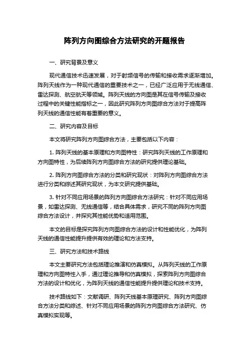 阵列方向图综合方法研究的开题报告