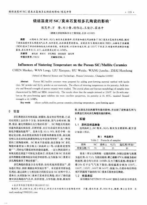 烧结温度对SiC_莫来石复相多孔陶瓷的影响