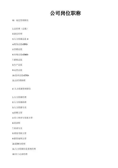 公司岗位职称