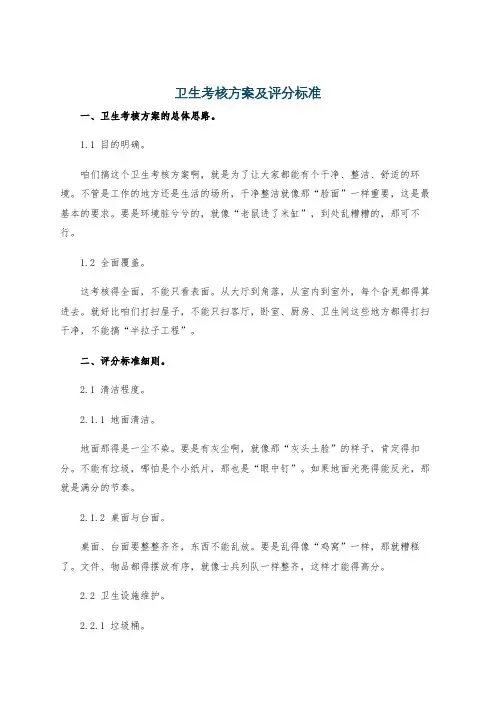 卫生考核方案及评分标准
