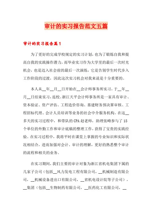 审计的实习报告范文五篇