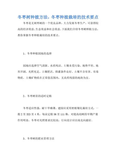 冬枣树种植方法,冬枣种植栽培的技术要点