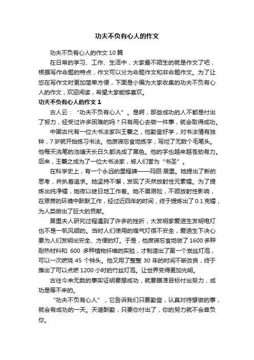 功夫不负有心人的作文