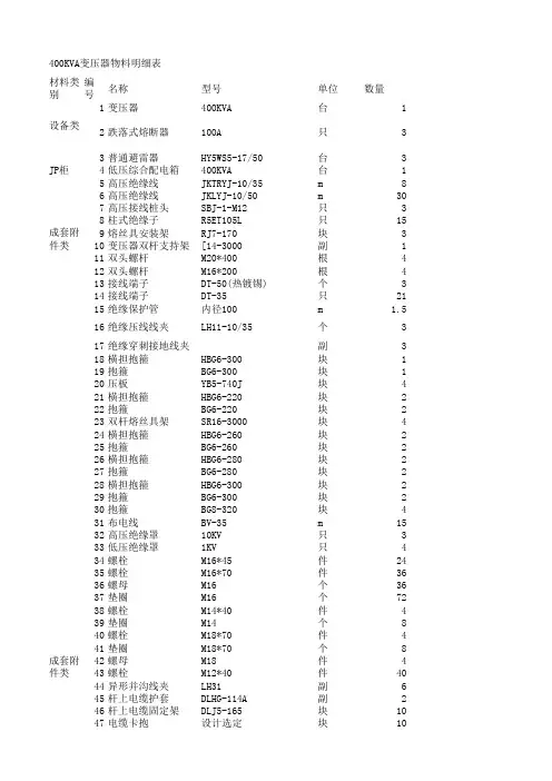 物料清单(15米双杆)(ZA-1-ZX-03-01)