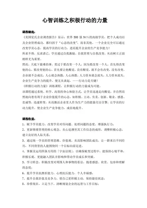 NLP心智训练之积极行动的力量