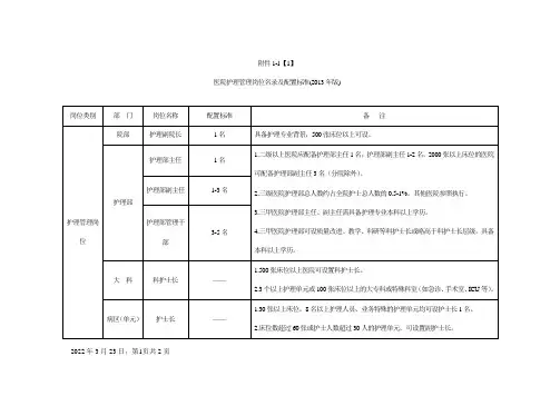 护理岗位名录及配置标准