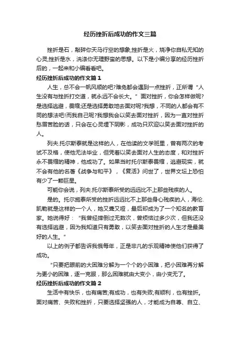 经历挫折后成功的作文三篇