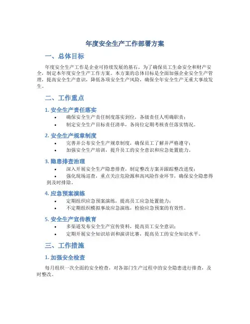 年度安全生产工作部署方案