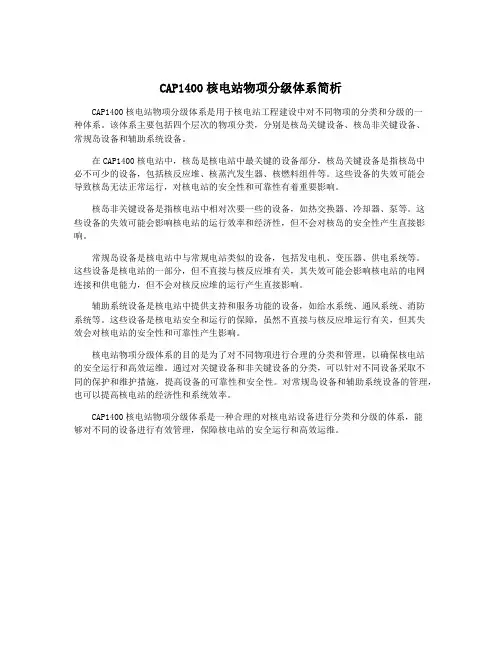 CAP1400核电站物项分级体系简析
