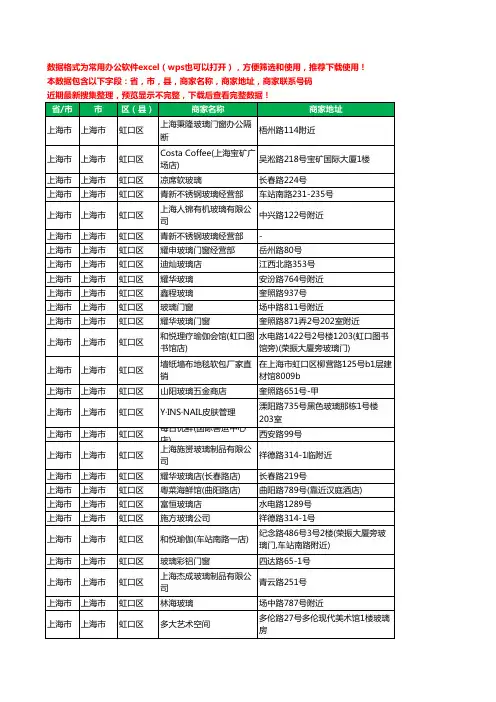 2020新版上海市上海市虹口区玻璃店工商企业公司商家名录名单联系电话号码地址大全50家