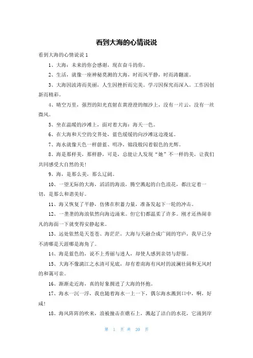 看到大海的心情说说