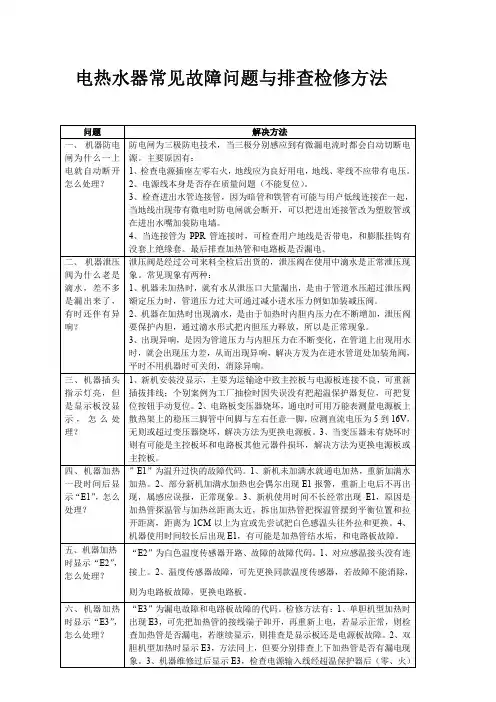 电热水器维修及故障处理方法