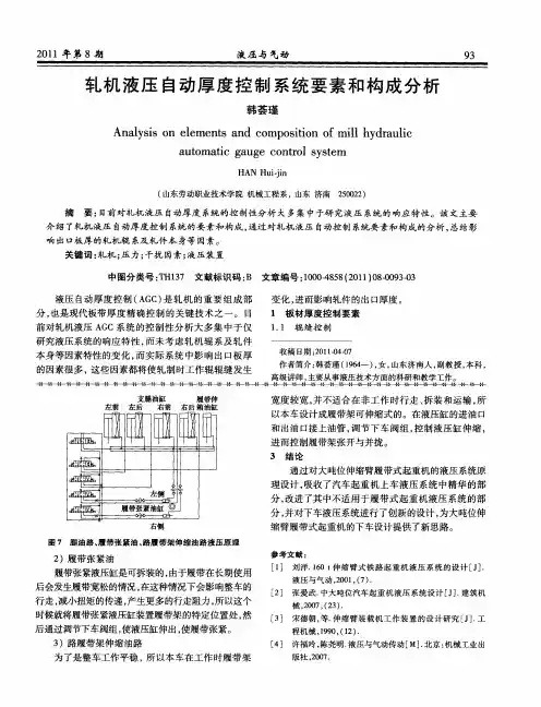 轧机液压自动厚度控制系统要素和构成分析