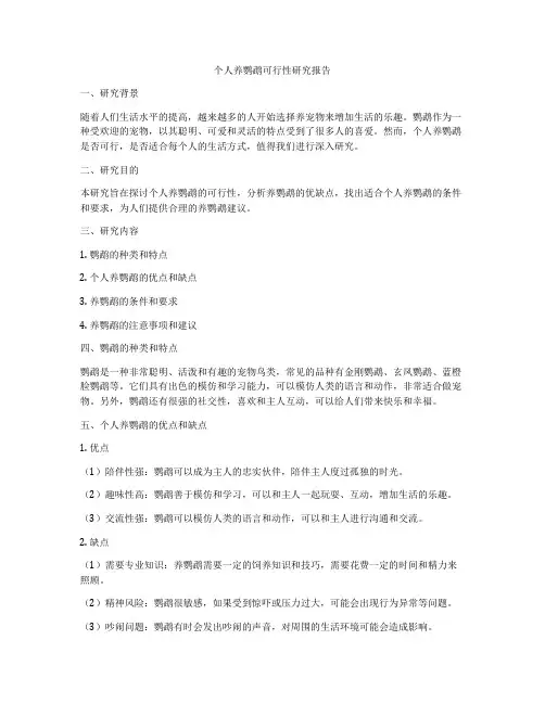 个人养鹦鹉可行性研究报告