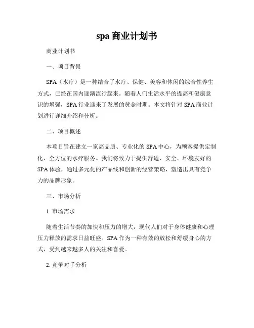 spa商业计划书