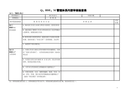 QHSE内审检查表(通用)