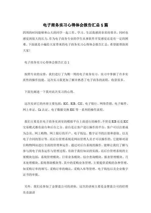 电子商务实习心得体会报告汇总5篇