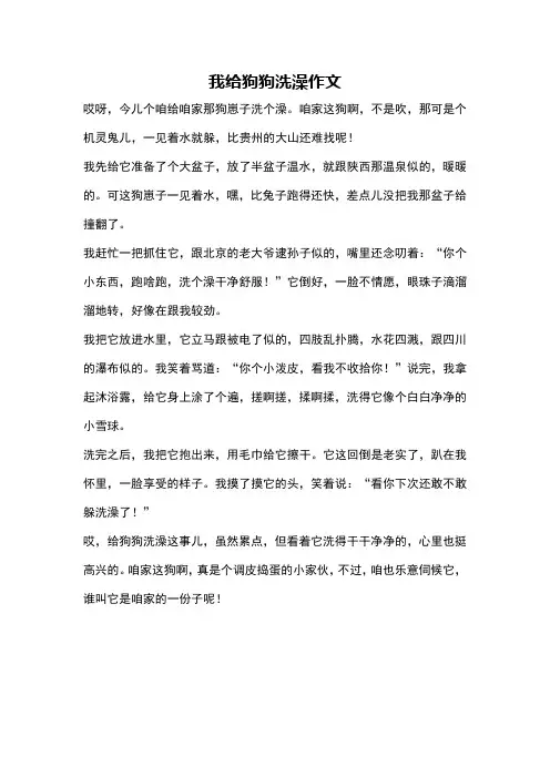 我给狗狗洗澡作文