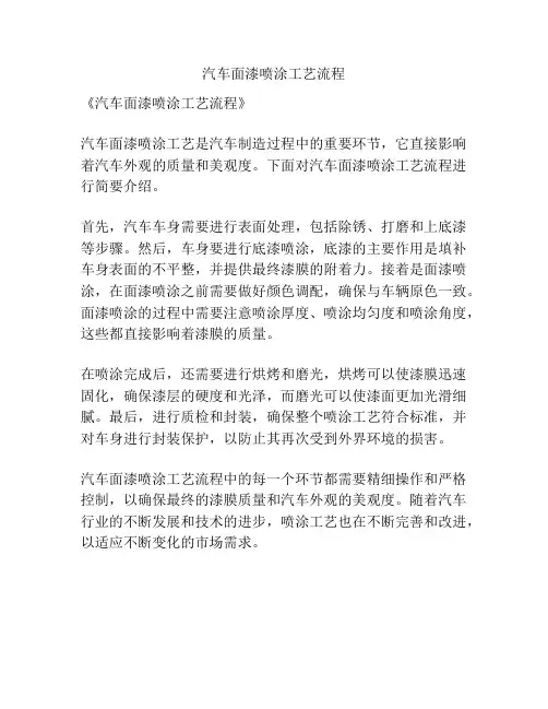 汽车面漆喷涂工艺流程