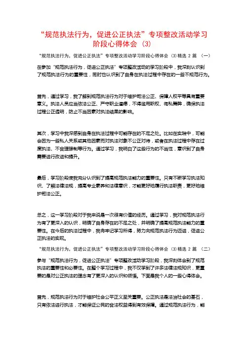 “规范执法行为,促进公正执法”专项整改活动学习阶段心得体会2篇