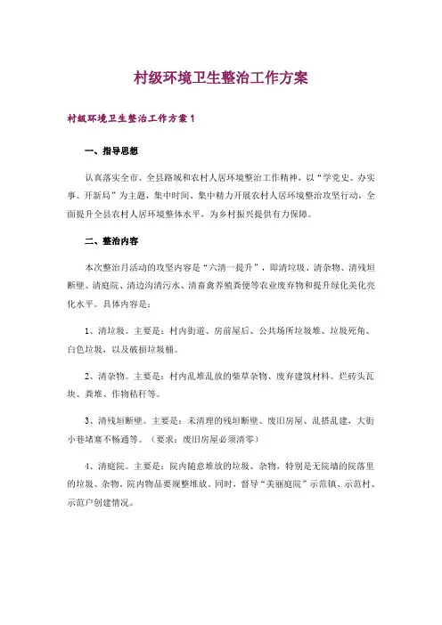 村级环境卫生整治工作方案_1