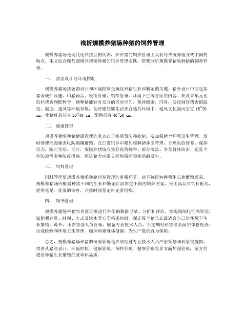 浅析规模养猪场种猪的饲养管理