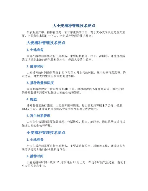 大小麦播种管理技术要点