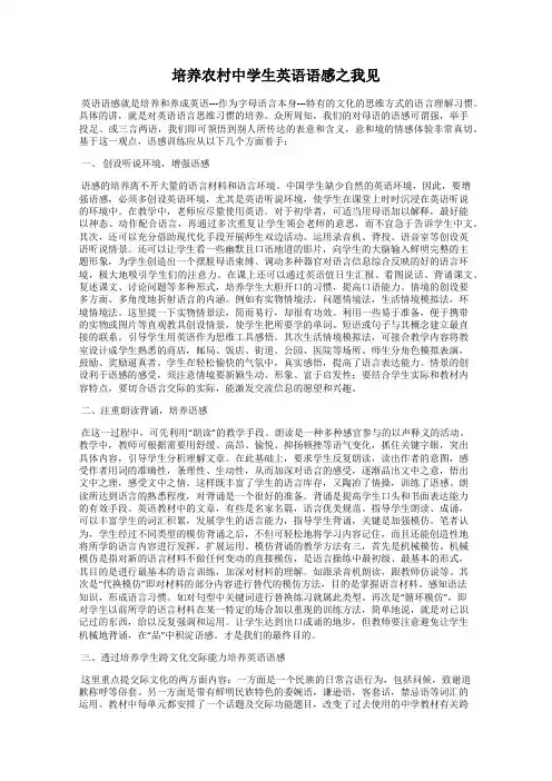 培养农村中学生英语语感之我见