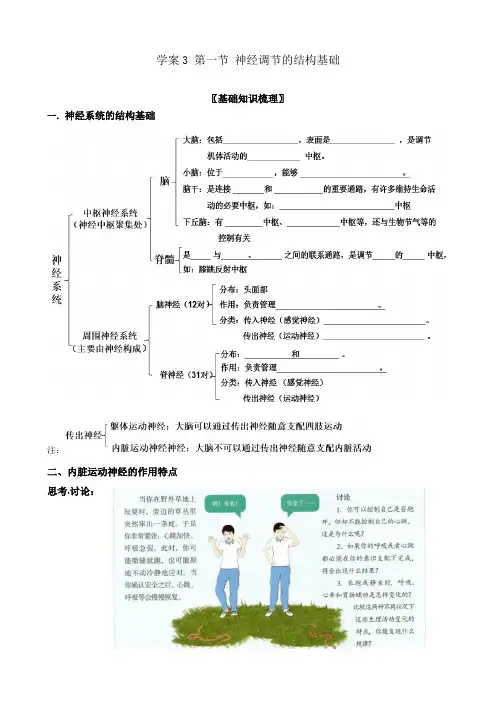 高中生物选择性必修一   1 2 1 神经调节的结构基础 学案(含习题答案)