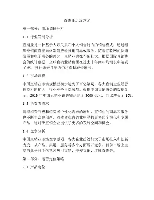 直销业运营方案