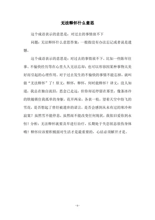无法释怀什么意思